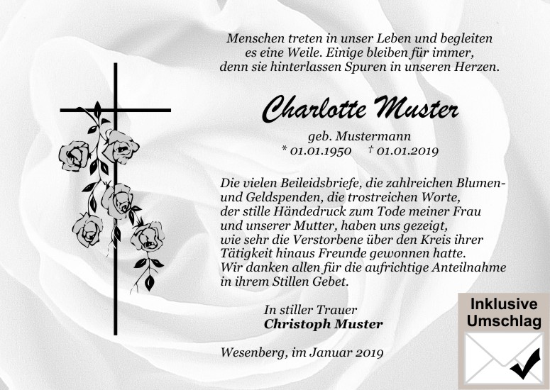 Danksagungen Trauer