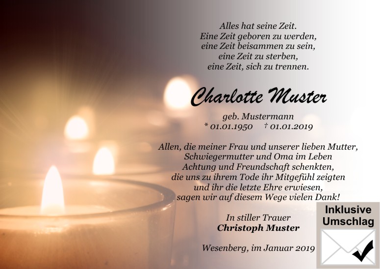 Danksagungen Trauer