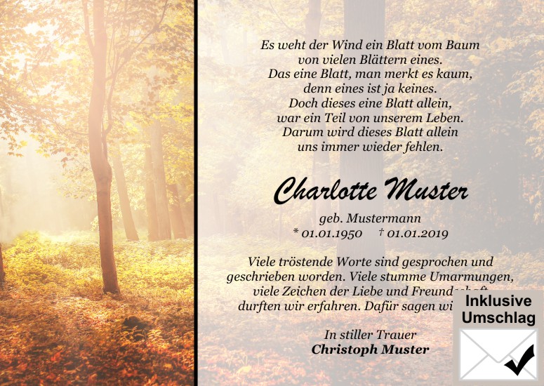 Danksagungen Trauer