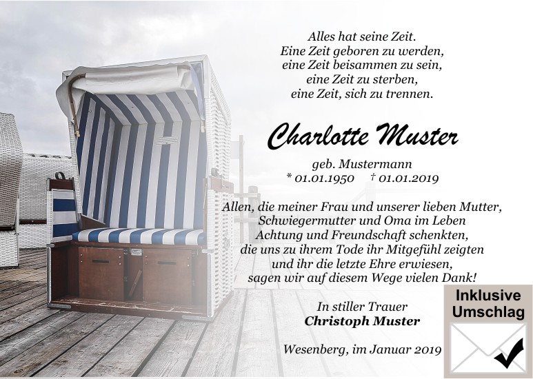 Danksagungen Trauer