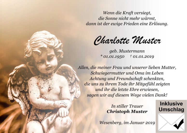 Danksagungen Trauer