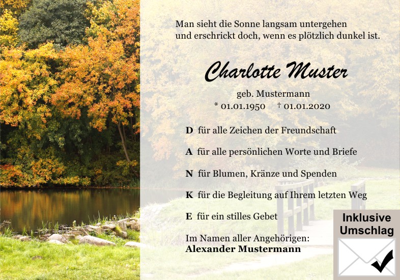 Danksagungen Trauer