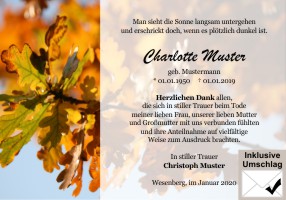 Trauerkarten Danksagung