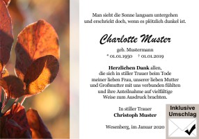 Trauerkarten Danksagung