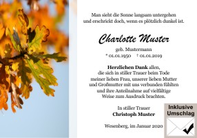 Trauerkarten Danksagung