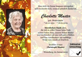 Trauerkarten Danksagung
