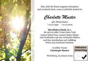 Trauerkarten Danksagung
