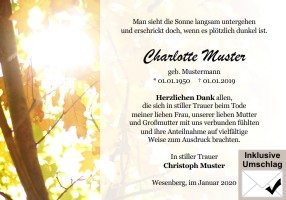 Trauerkarten Danksagung