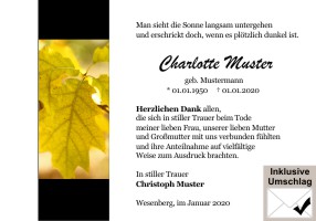 Trauerkarten Danksagung
