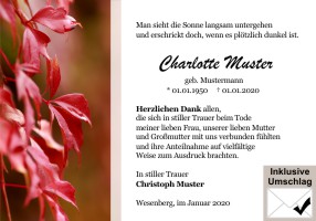 Trauerkarten Danksagung