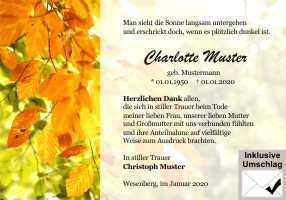 Trauerkarten Danksagung