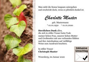 Trauerkarten Danksagung