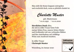 Trauerkarten Danksagung