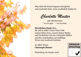 Trauerkarten Danksagung