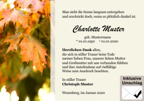 Trauerkarten Danksagung
