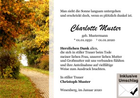 Trauerkarten Danksagung