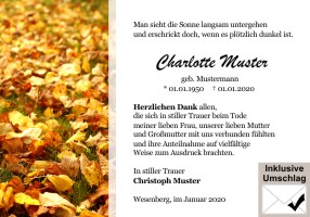 Trauerkarten Danksagung