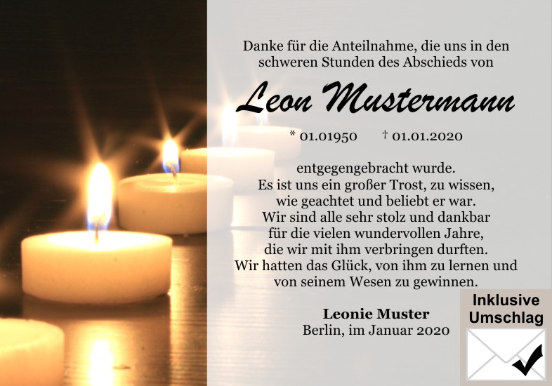 Danksagungen Trauer
