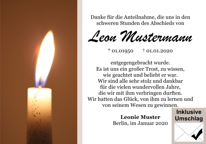 Danksagungen Trauer