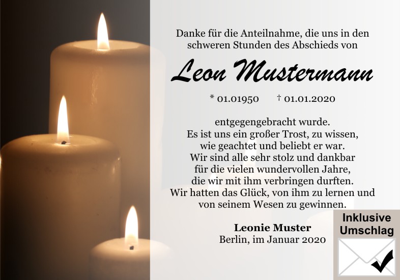 Danksagungen Trauer