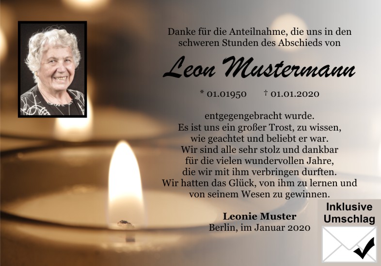 Danksagungen Trauer