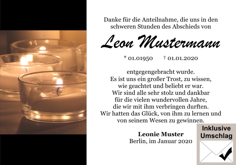 Danksagungen Trauer