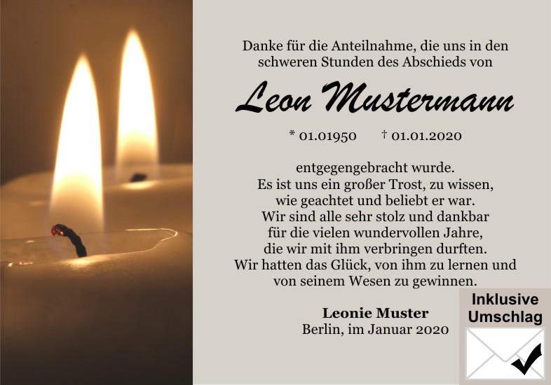 Danksagungen Trauer