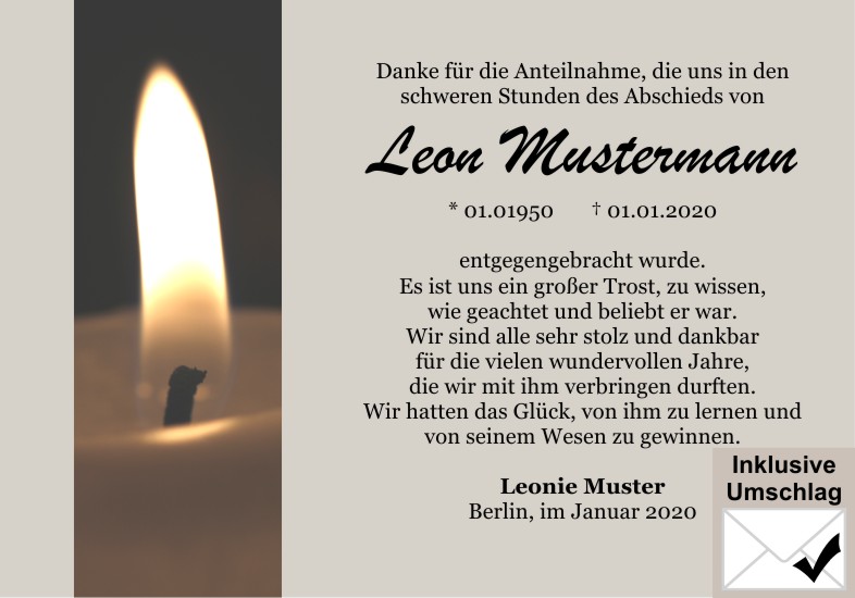 Danksagungen Trauer