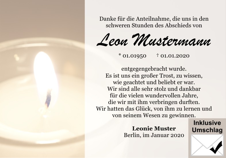 Danksagungen Trauer