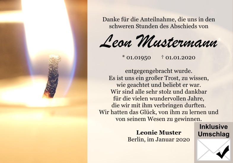 Danksagungen Trauer