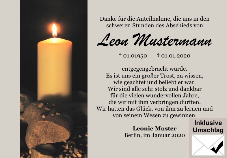 Danksagungen Trauer