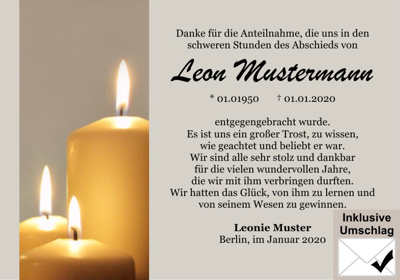Danksagungen Trauer