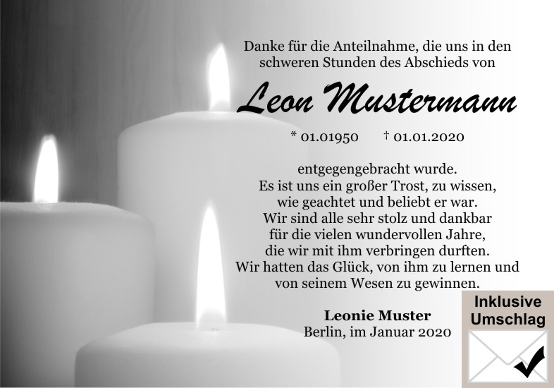 Danksagungen Trauer