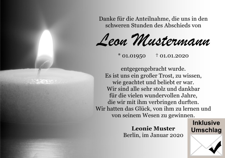 Danksagungen Trauer