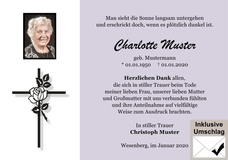Danksagungen Trauer