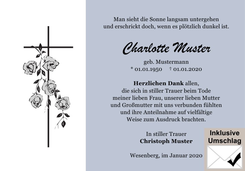 Danksagungen Trauer