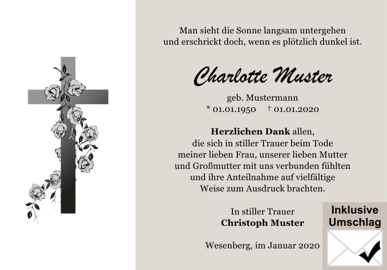 Danksagungen Trauer