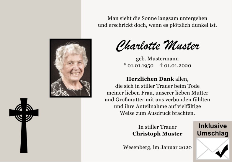 Danksagungen Trauer
