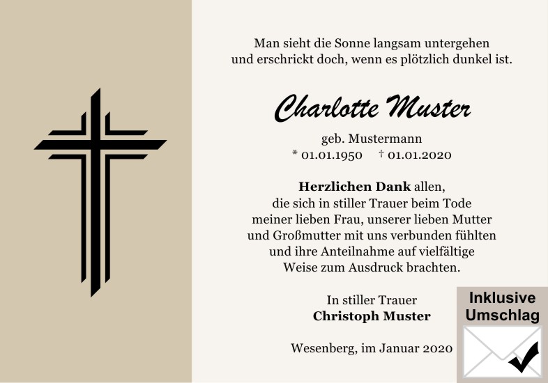 Danksagungen Trauer