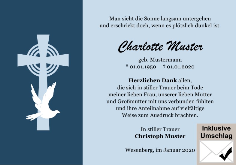 Danksagungen Trauer