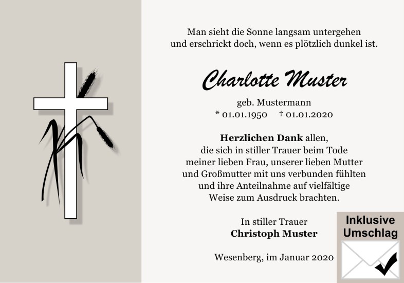 Danksagungen Trauer