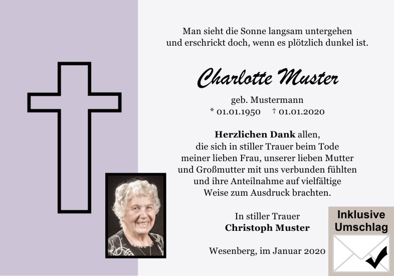 Danksagungen Trauer