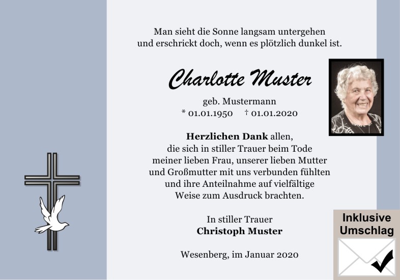 Danksagungen Trauer