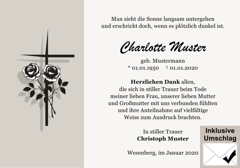 Danksagungen Trauer