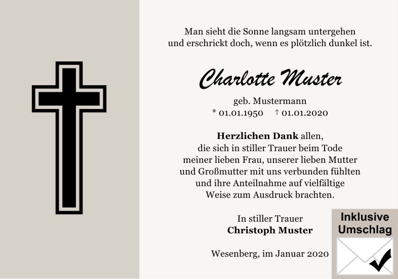 Danksagungen Trauer