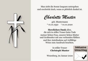 Trauerkarten Danksagung