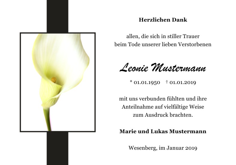 Danksagungen Trauer