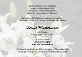 Trauerkarten Danksagung