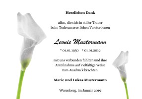 Trauerkarten Danksagung