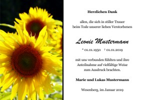 Trauerkarten Danksagung